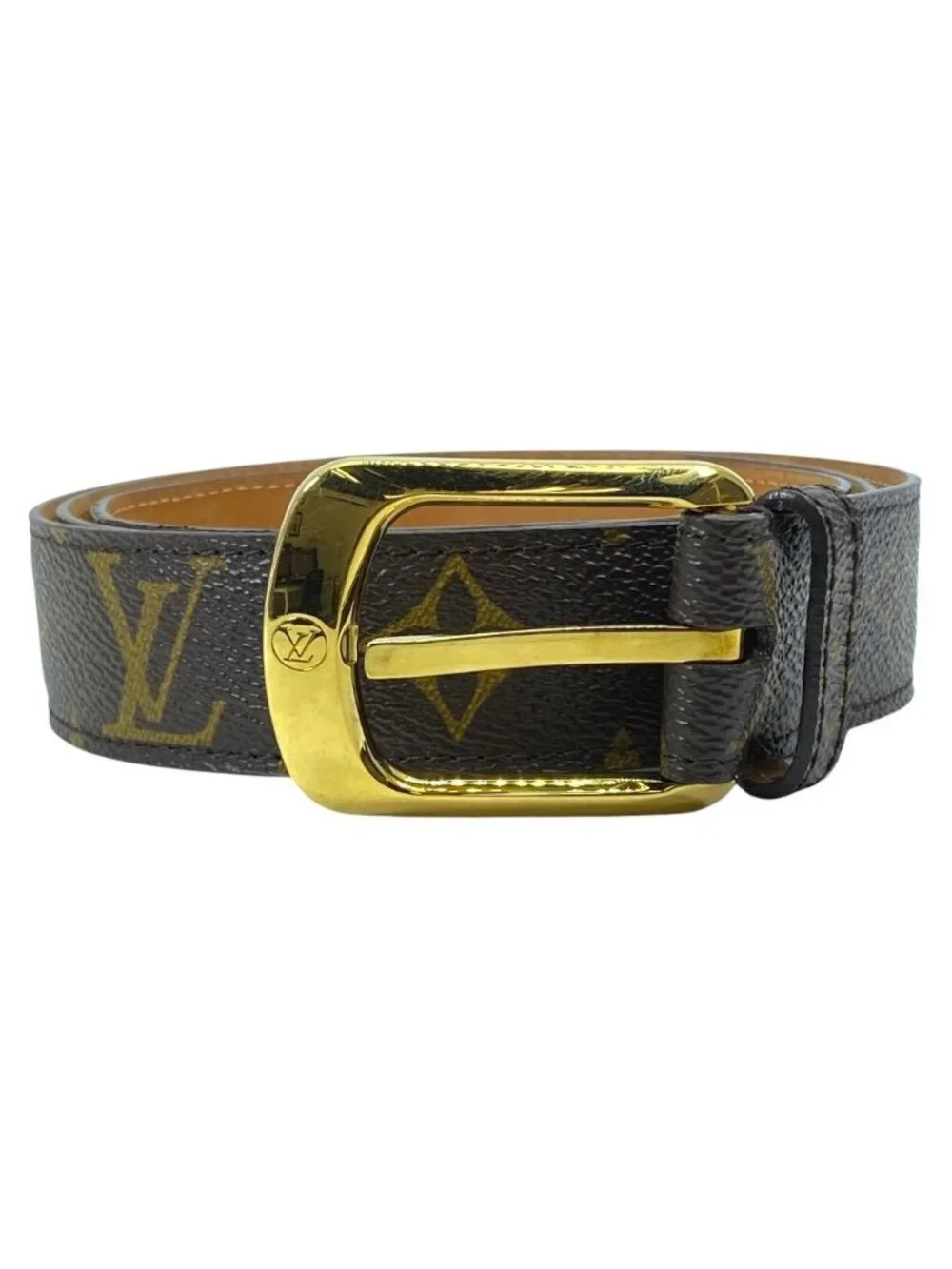 Louis Vuitton Monogram Ceinture Ellipse Belt Leather Brown Fine Daily Practical